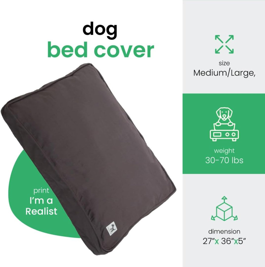 Molly Mutt Dark Gray Dog Bed Cover, Non-Toxic & 100% Cotton, 27"x36"x5"