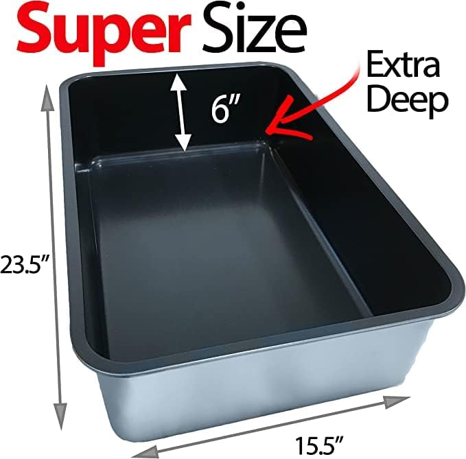 iPrimio Stainless Steel Cat Litter Box, XL 23.5" x 15.5", Nonstick Coated | Nonstick coated XL steel pan. Waste lifts away cleanly and the steel itself never absorbs odor, rust or stains like plastic.