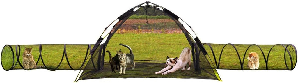3 in 1 Portable Cat Playpen Outdoor Enclosures-Pop-uped Visual Net Pet Play Tent Tunnels Compound House for Cat Puppy Rabbit Small Animals-Large