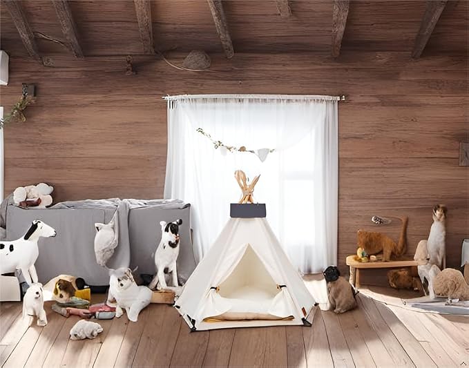 Dog Teepee Bed Cat Tent Portable Houses Pet Puppy with Cushion