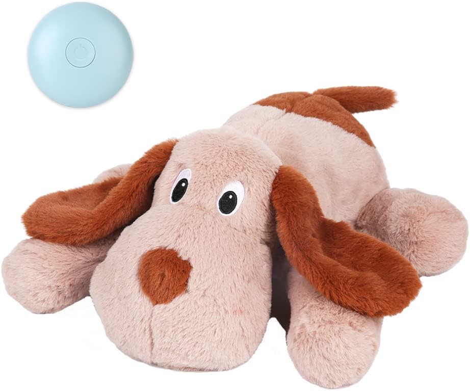 WEOK Puppy Heartbeat Toy, Dog Heartbeat Toy for Separation Anxiety Relief, Puppy Toy with Heartbeat Stuffed Animal Anxiety Calming Behavioral Aid Plush Toy for Dogs Cats Pets (Brown)