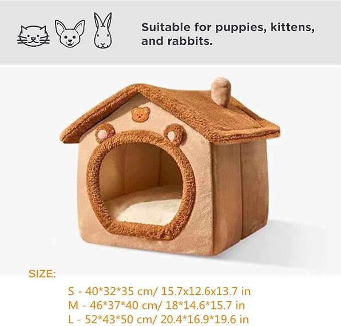 Cat Beds for Indoor Cats Small Dog,Cute Bear Cat Bed Cave Cat House