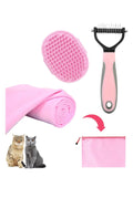 Cat Brush for Grooming Pink Towel