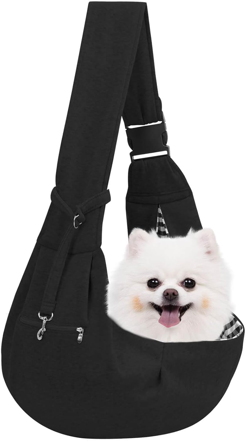 Adjustable Dog Sling Carrier with Pocket, Puppy Carrier for Small Dog & Cat
