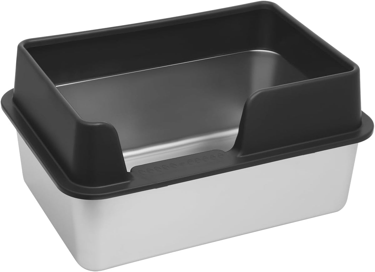 Kichwit Stainless Steel Cat Litter Box with Lid, 19.8" x 13.8" x 10"