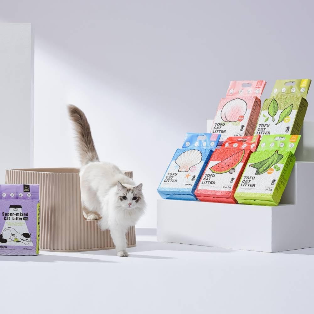 Michu Tofu Cat Litter Natural Clumping Tofu Cat Litter, Fast Clumping and Easily Scoop-able 5.5lb/88oz 5 Scents - Original, 1 Pack