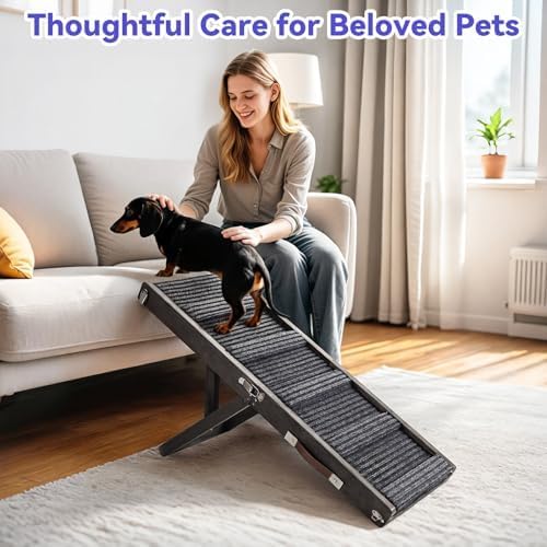 Pawaboo 2026 Upgraded Small Dog Ramp for Couch Foldable, 5 Ajustable Height