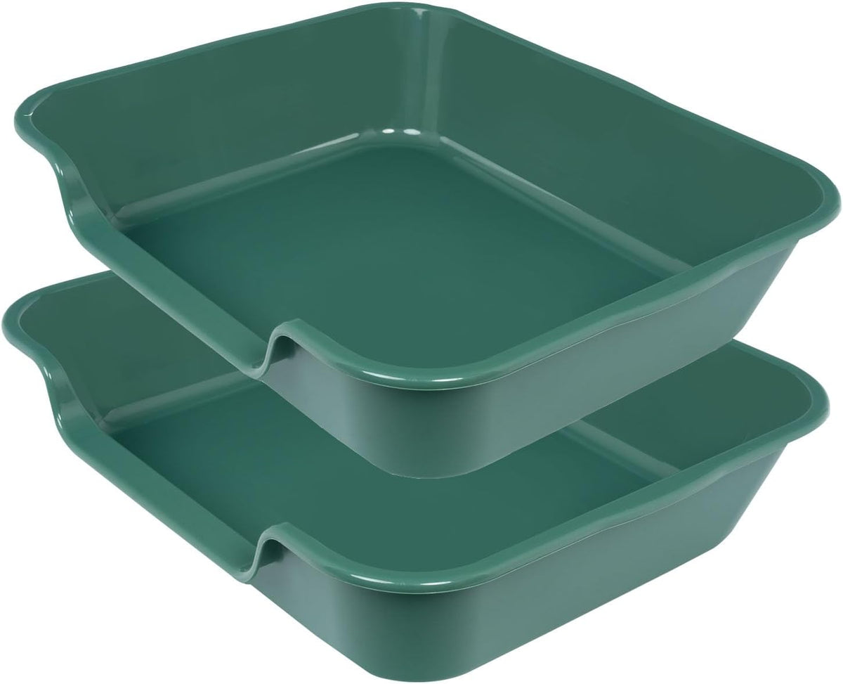 Extra Large Low Entry ABS Cat Litter Box, Green, 24" L x 20" W, 2 Pack | Durable low entry litter box, non-stick, odor-free, ideal for seniors, kittens, rabbits, large cats and multi-pet homes.