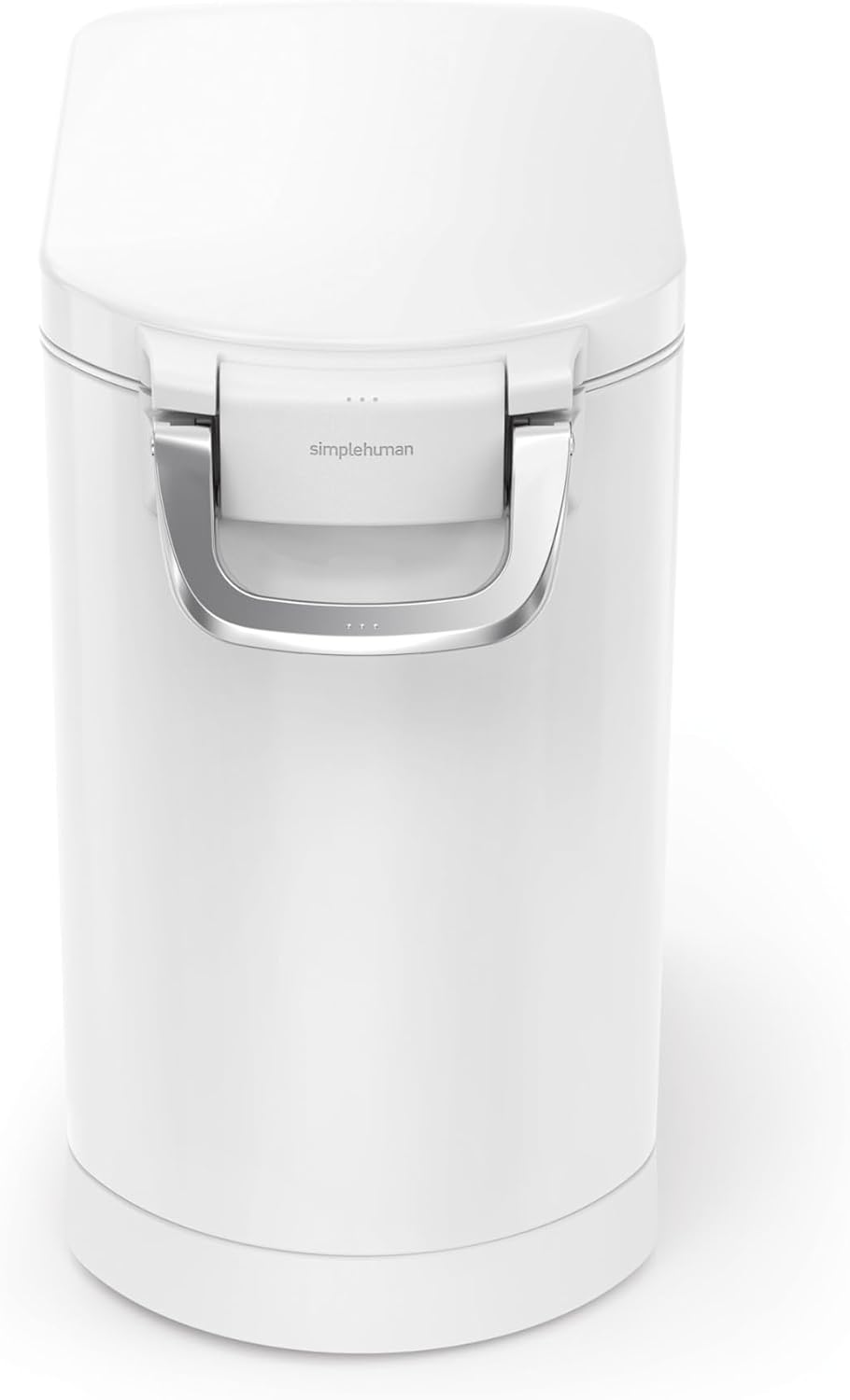 simplehuman Medium Pet Food Storage Container, Holds 25-29 lb / 11-13 kg of Dry Dog Food, Cat Food, or Bird Seed, Airtight Lock-Tight Lid with Magnetic Scoop, BPA-Free, White Steel