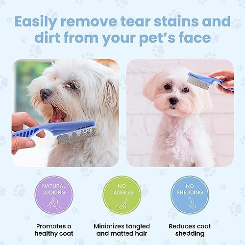 We Love Doodles Flea Comb for Dogs and Metal Dog Grooming Comb | Dog Face Comb | Fine Tooth Tear Stain Remover Metal Comb | Removes Tangles & Matts | Dematting Pet Combs | Detangler for Matted Hair