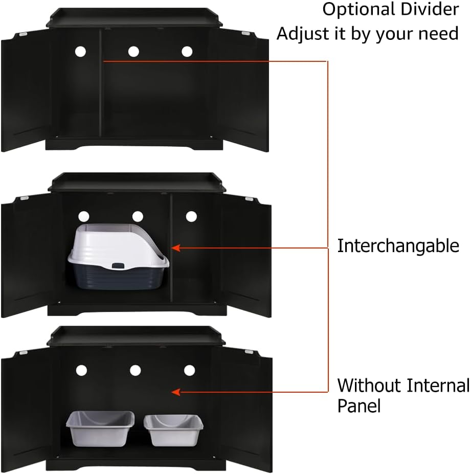 unipaws Cat Litter Box Enclosure Furniture, Hidden Litter Box Cover