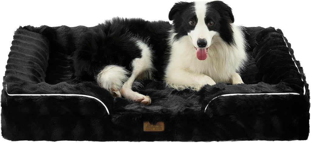 COZY KISS Warm Orthopedic Extra Large Dog Bed XL, 44x32 inch, Black