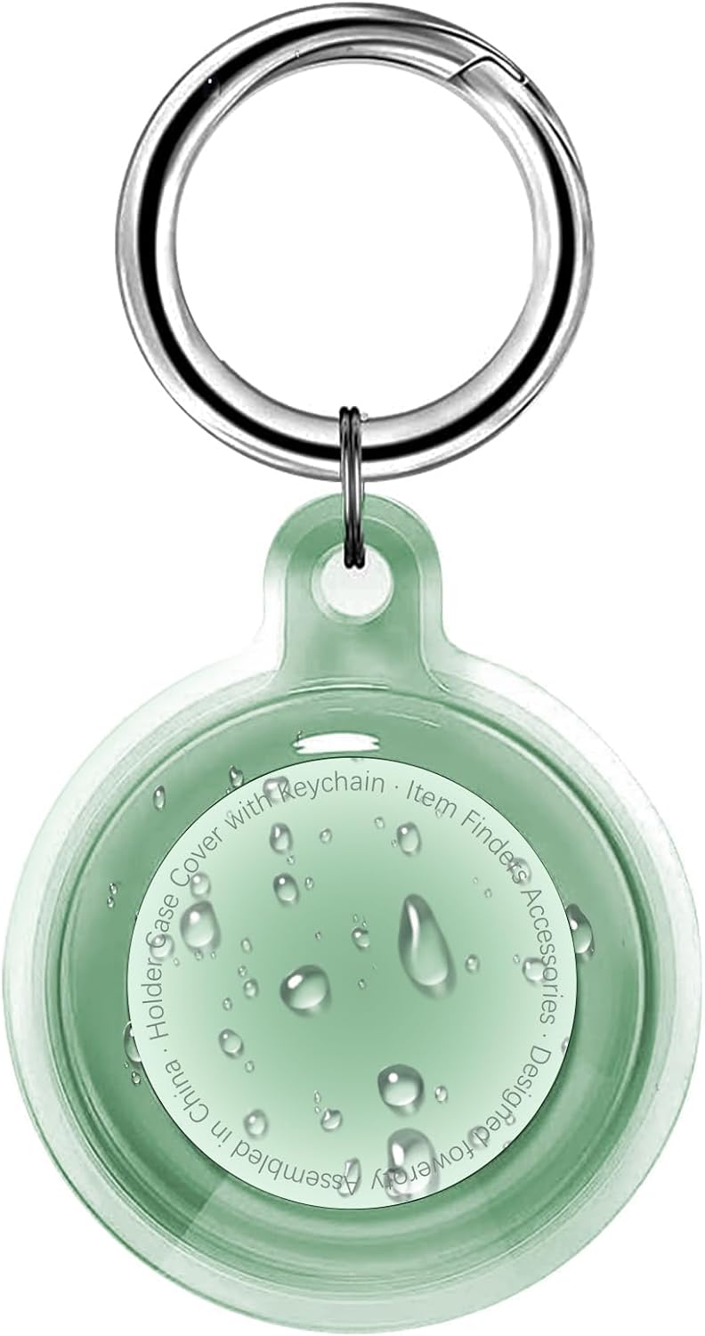 IPX8 Waterproof Case for AirTag 2nd Gen (2026) & 1st Gen, Full Body Holder Keychain, Anti-Scratch Cover for Apple for Air Tags, Luggage, Pet Collar, Car Keys, Kids, Clear Green