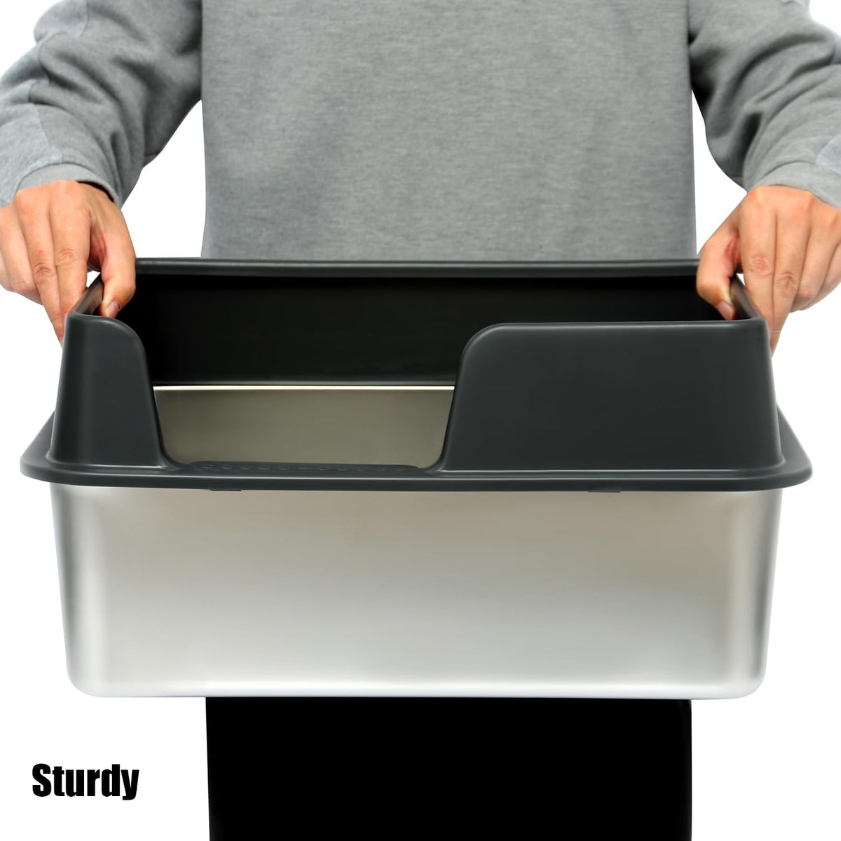 Kichwit Stainless Steel Cat Litter Box with Lid, 19.8" x 13.8" x 10"