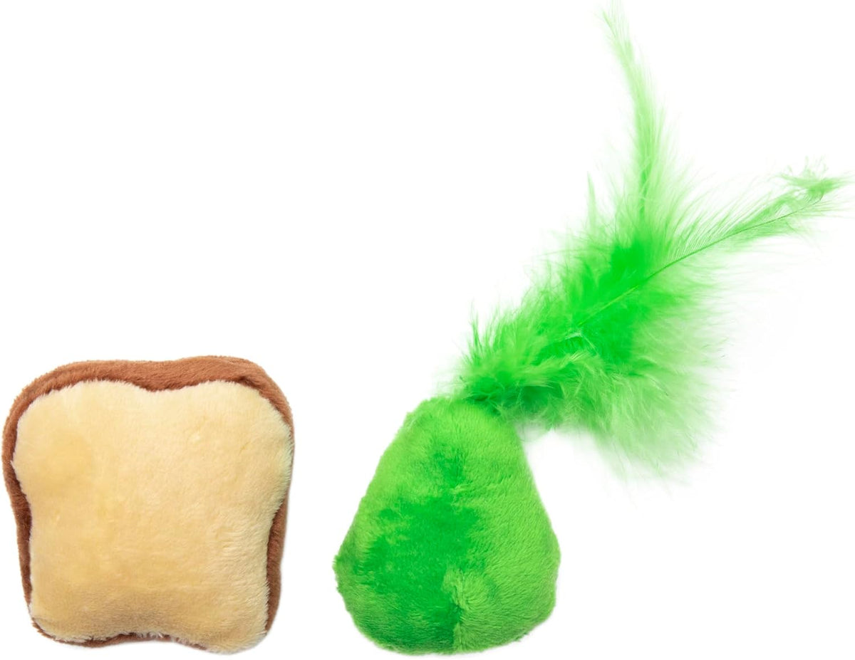 Quirky Kitty Avocado Toast Catnip Plush Cat Toy, Pack of 2, Soft and Safe