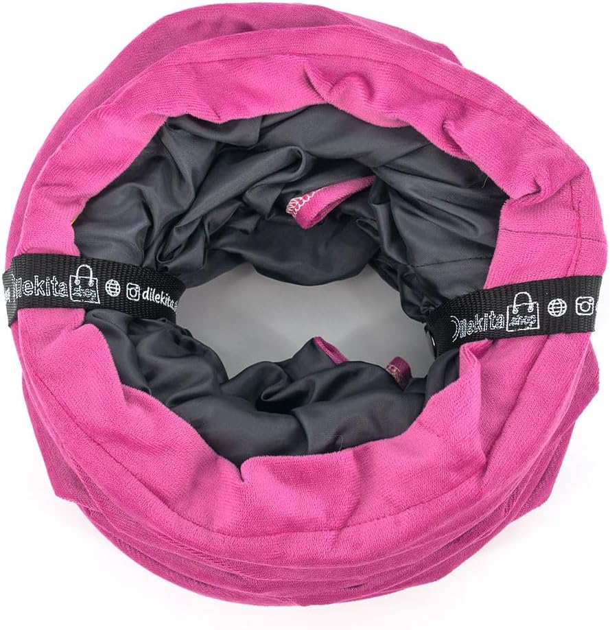 Velvet Fabric - Foldable/Collapsible - 140x25 cm (55.12x9.84 Inches) Cat Tunnel (Pink)