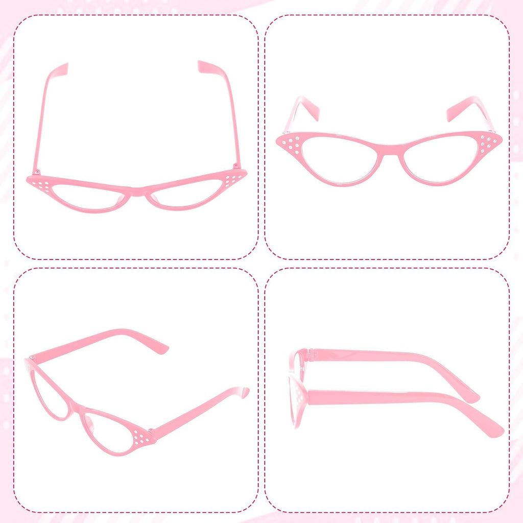 50s Set 50's Costume Accessories Chiffon Scarf Cat Eye Glasses Bandana Tie Headband Earrings for Cosplay Party