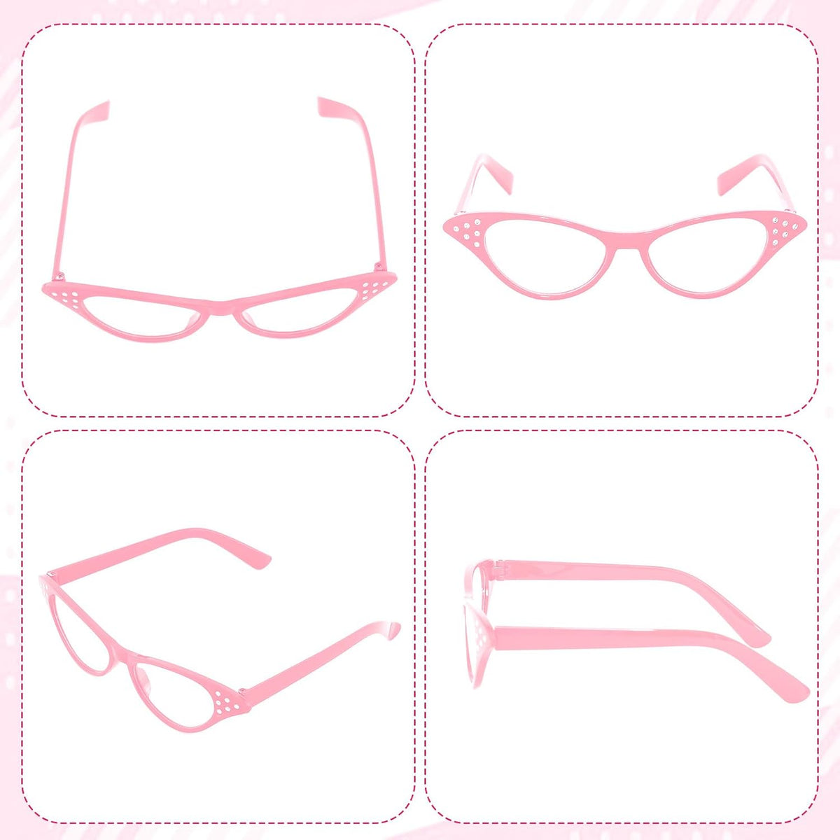 50s Set 50's Costume Accessories Chiffon Scarf Cat Eye Glasses Bandana Tie Headband Earrings for Cosplay Party