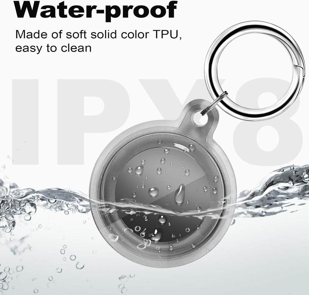 [4 Pack] IPX8 Waterproof Case for AirTag 2nd Gen (2026) & 1st Gen, Full Body Holder Keychain, Anti-Scratch Cover for Apple for Air Tags, Luggage, Pet Collar, Car Keys, Kids, 2 Clear/2 Black