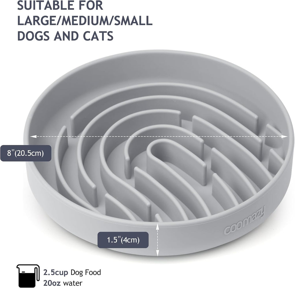 Coomazy Slow Feeder Dog Bowls, Silicone Anti Choking Puzzle Dog Food Bowl