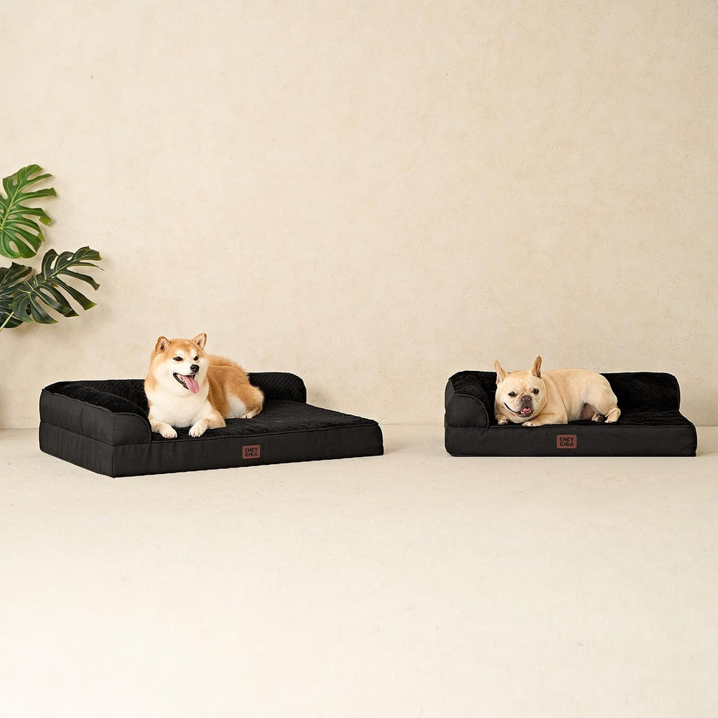 EHEYCIGA Memory Foam Dog Bed Large Size Dogs, Orthopedic Dog Bed Large with Washable Removable Cover, Waterproof Pet Sofa Couch with Nonskid Bottom, 36x27x6, Black