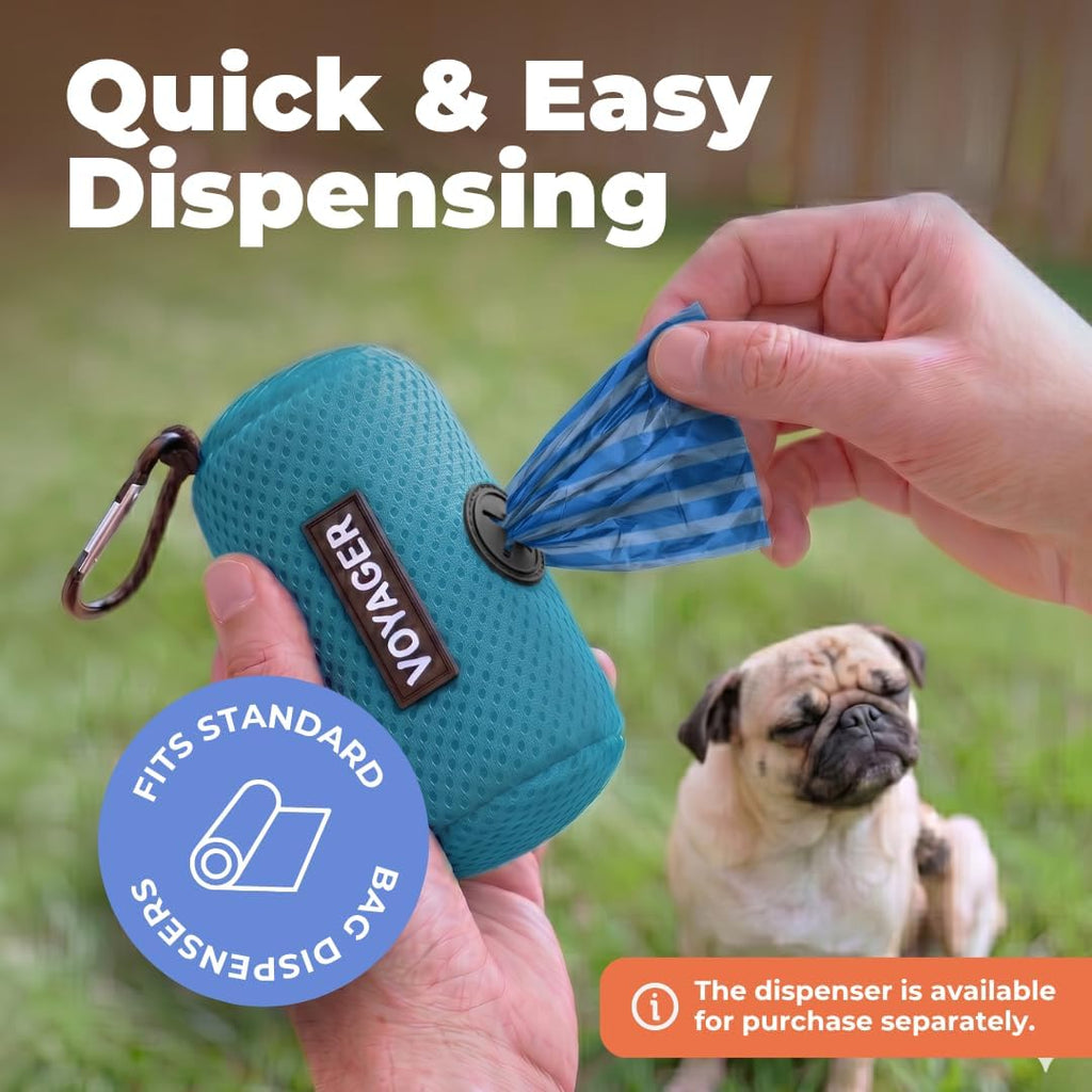 Best Pet Supplies Poop Bags for Dogs - Blue Strips, 240 Count | Scented, Leak-proof, Easy-Tear perforations, 15 Thick Bags per roll, Outdoor Walking & Travel, Fits Standard Holders