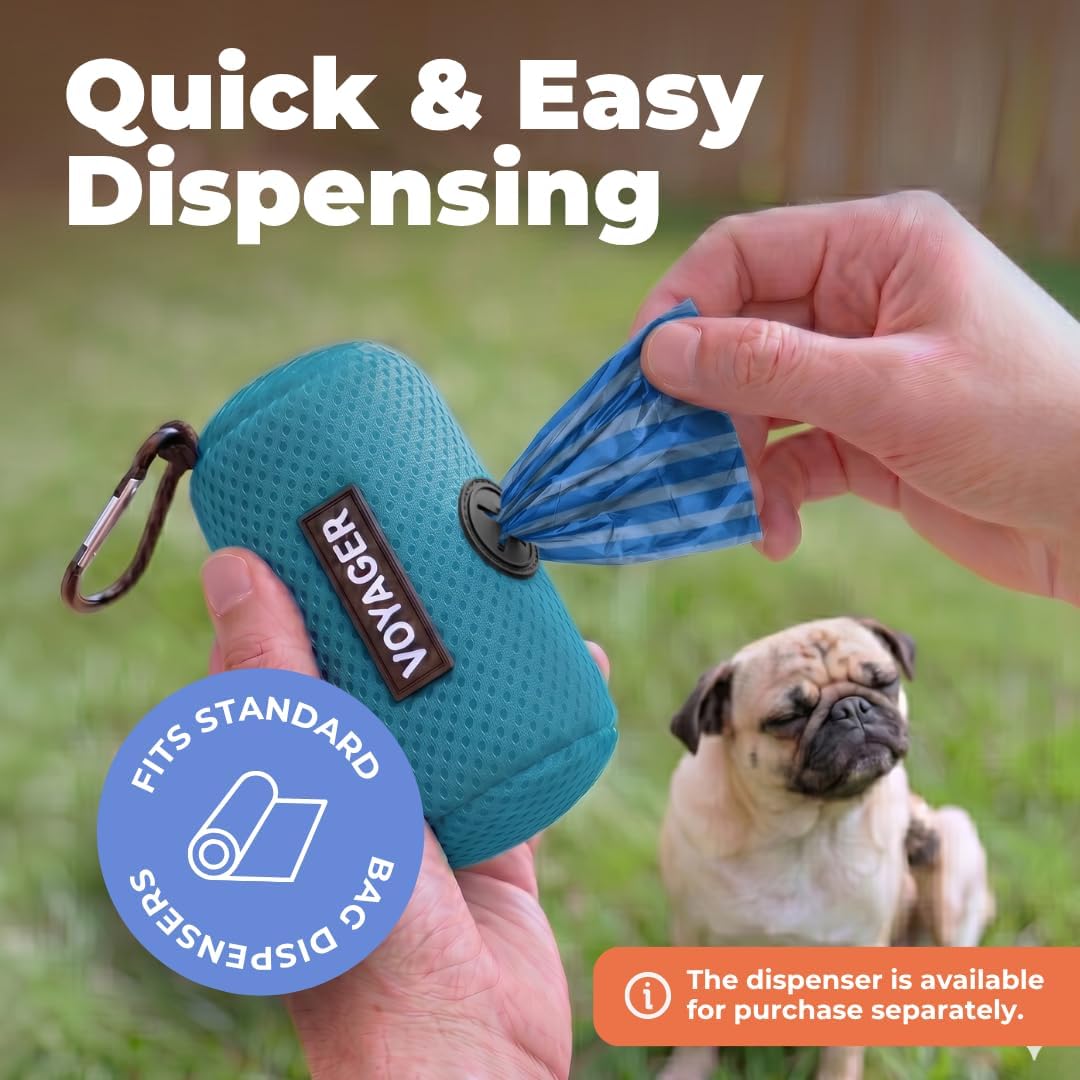 Best Pet Supplies Poop Bags for Dogs - Blue Strips, 240 Count | Scented, Leak-proof, Easy-Tear perforations, 15 Thick Bags per roll, Outdoor Walking & Travel, Fits Standard Holders