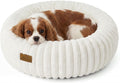COZY KISS Calming Large Cat Bed, Donut Medium Dog Bed, 26in Cream
