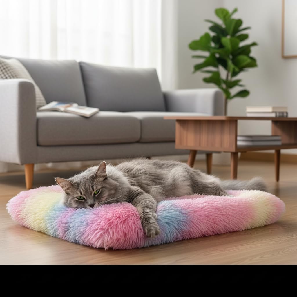 Dog & Cat Bed for Indoor Cats, Machine Washable, Calming Donuts Bed for Pet