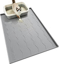 Songrey Silicone Cat Litter Mat 34" x 22", Large Litter Trapping Mat, Gray | Waterproof, Urine-Proof Litter Box Mat for Floor, Soft on Kitty Paws, Easy To Clean, Cat Supplies, Pet Feeding Mat