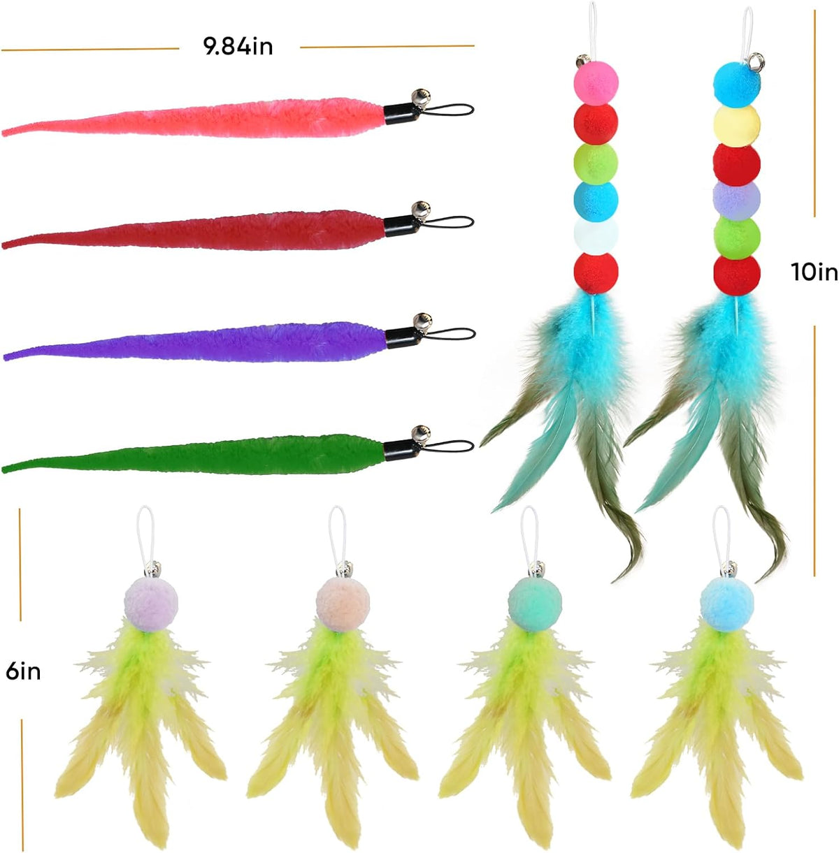 Cat Toys for Indoor Cats, 13 Packs Interactive Cat Wand Toy Set | Kitten Toys Feather Toys & Teasers, Fun Cat Toys for Exercise, Playtime and Boredom Relief