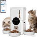 Automatic Cat Feeder for 3 Cats, 2.4GHz WiFi Slow Feed Dispenser,White