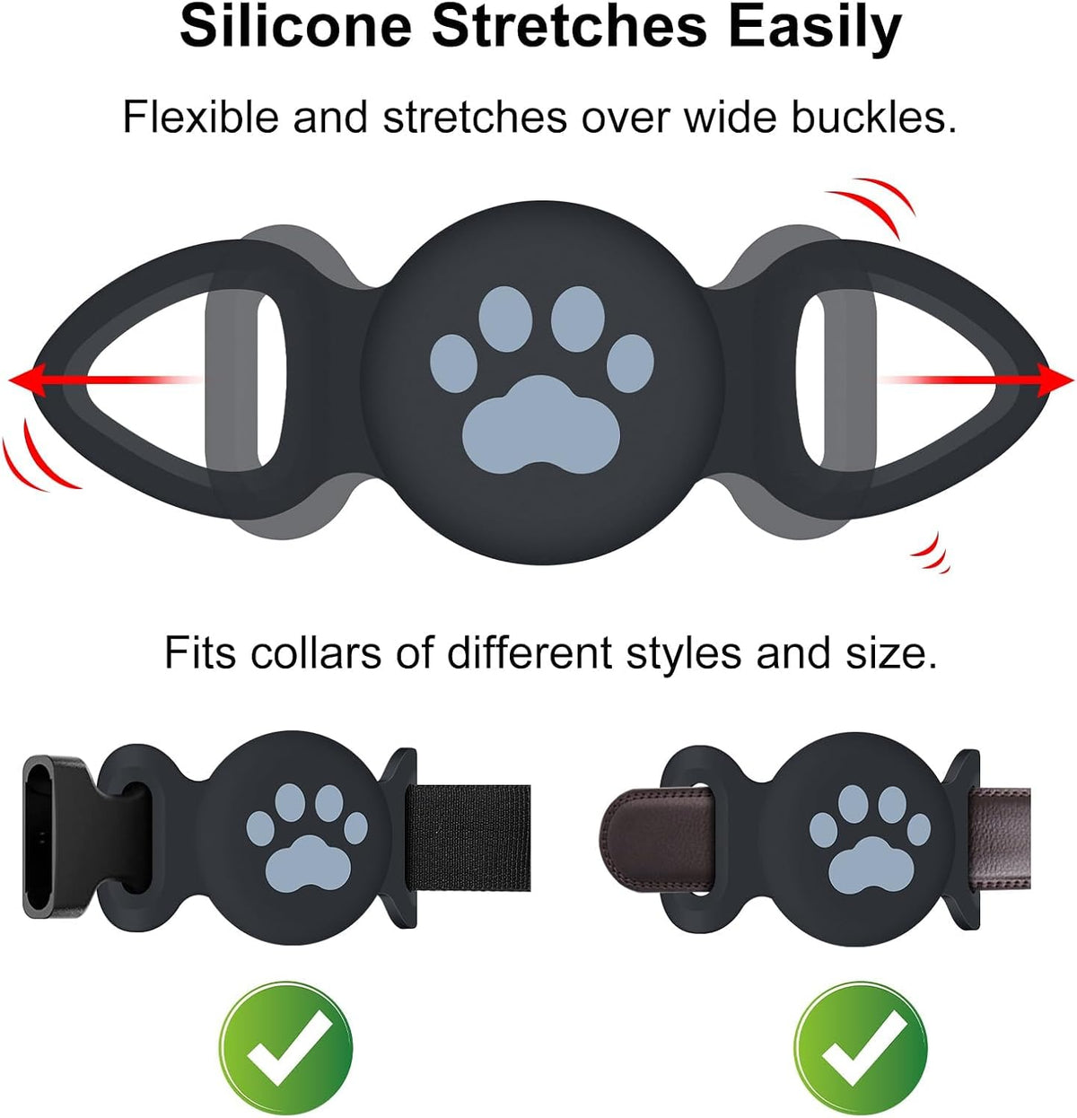 Waterproof Collar Holder Compatible with Airtag (2 Pack), Protective Anti-Lost Case for GPS Tracker, Silicone Collar Holder for Pets (Pink/Midnight Blue)