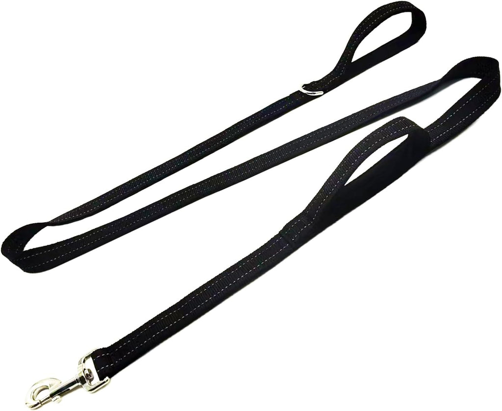 Dual Padded Handle Walking And Training Standard Leashes For Big Large Dogs With Reflective Stitching,360° Rotatable Heavy Duty Metal Buckle,D-Ring,Durable Nylon,6Ft Long For Over 70 Pounds