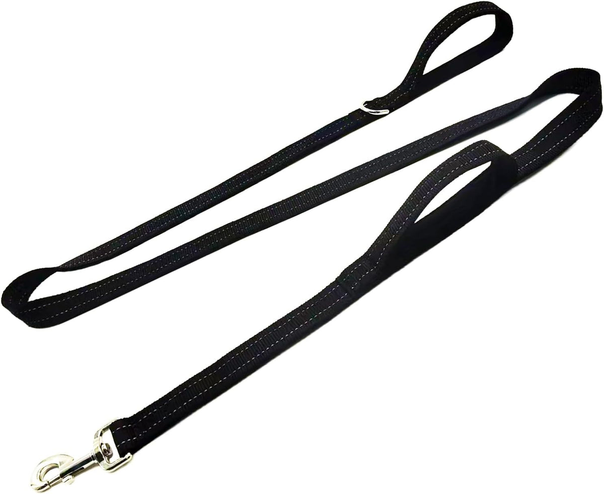 Dual Padded Handle Walking And Training Standard Leashes For Big Large Dogs With Reflective Stitching,360° Rotatable Heavy Duty Metal Buckle,D-Ring,Durable Nylon,6Ft Long For Over 70 Pounds