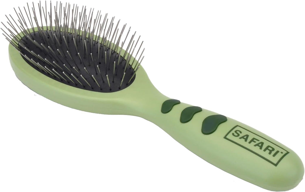 Coastal Pet Safari Wire Pin Brush - No-Slip Plastic Handle for Short and Long Pet Hair - 9.25" x 2.5" Compatible Grooming Tool 