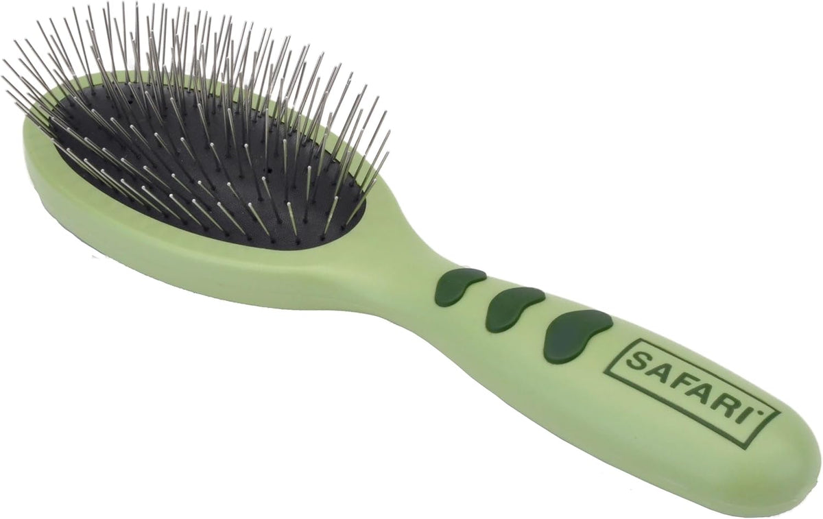 Coastal Pet Safari Wire Pin Brush - No-Slip Plastic Handle for Short and Long Pet Hair - 9.25" x 2.5" Compatible Grooming Tool 