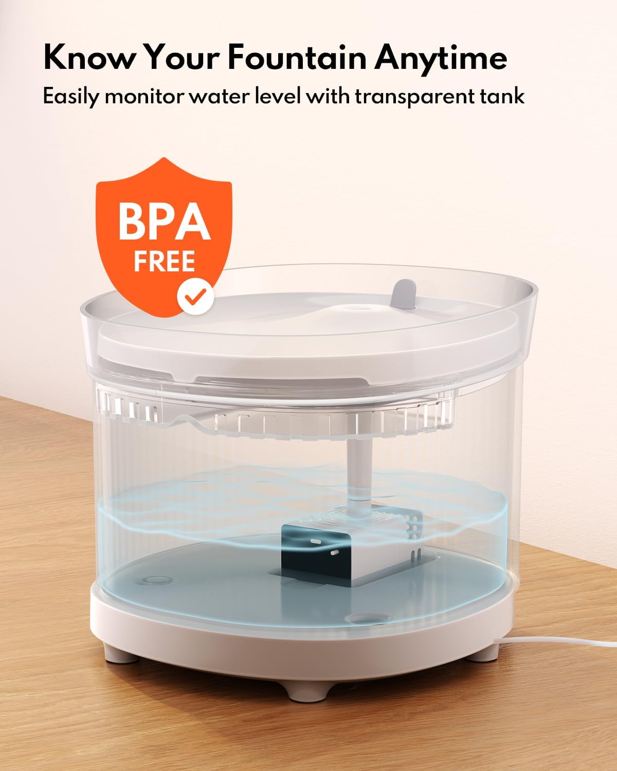HomeRunPet Cat Water Fountain Porcelain-Tray with Wireless Pump, 68oz