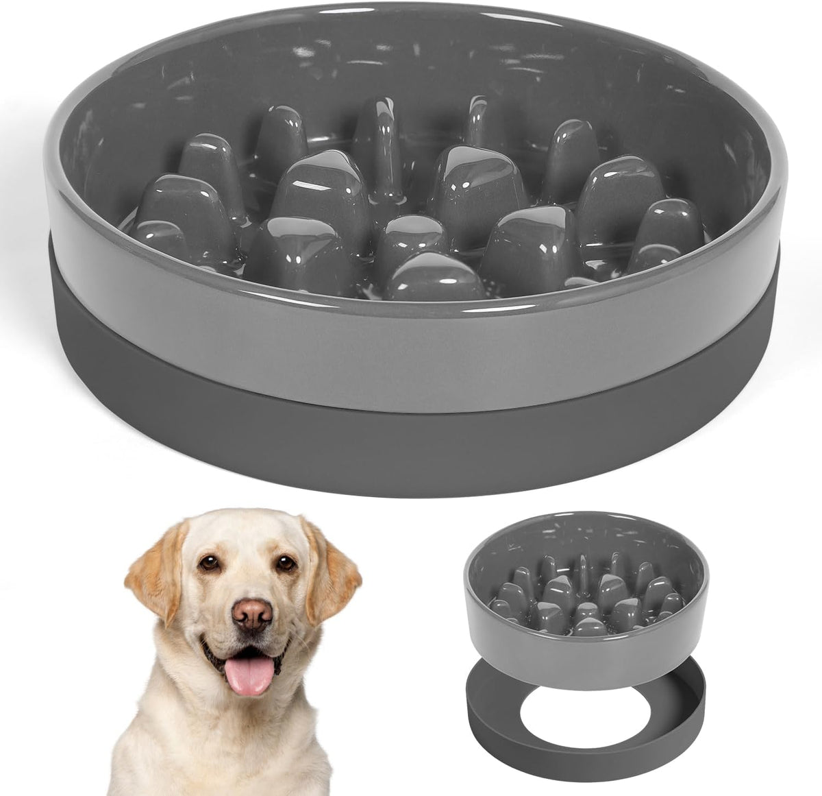Sted Ceramic Slow Feeder Dog Bowls for Medium Large Breed