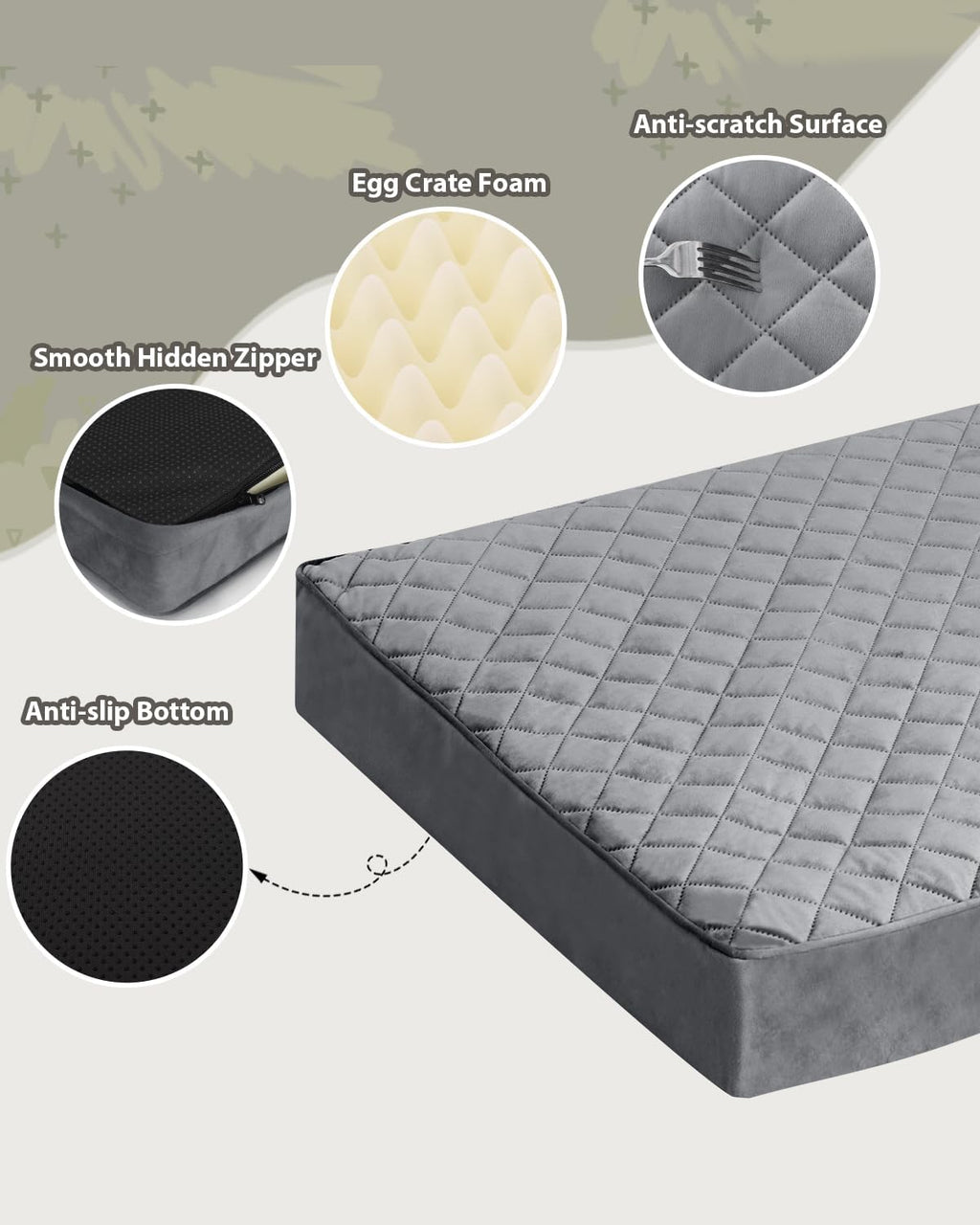 NUPIDA Orthopedic XL Dog Crate Beds Large Sized with Washable Cover, 41x27