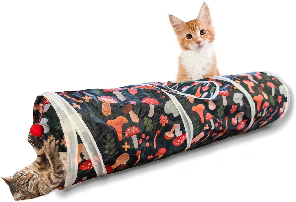 Cat Tunnel, 2-Way Cat Tunnels for Indoor Cats, Collapsible Cat Play Tunnel, Interactive Toy Maze Cat House with 2 Play Ball for Cats, Puppy, Kitty, Kitten, Rabbit
