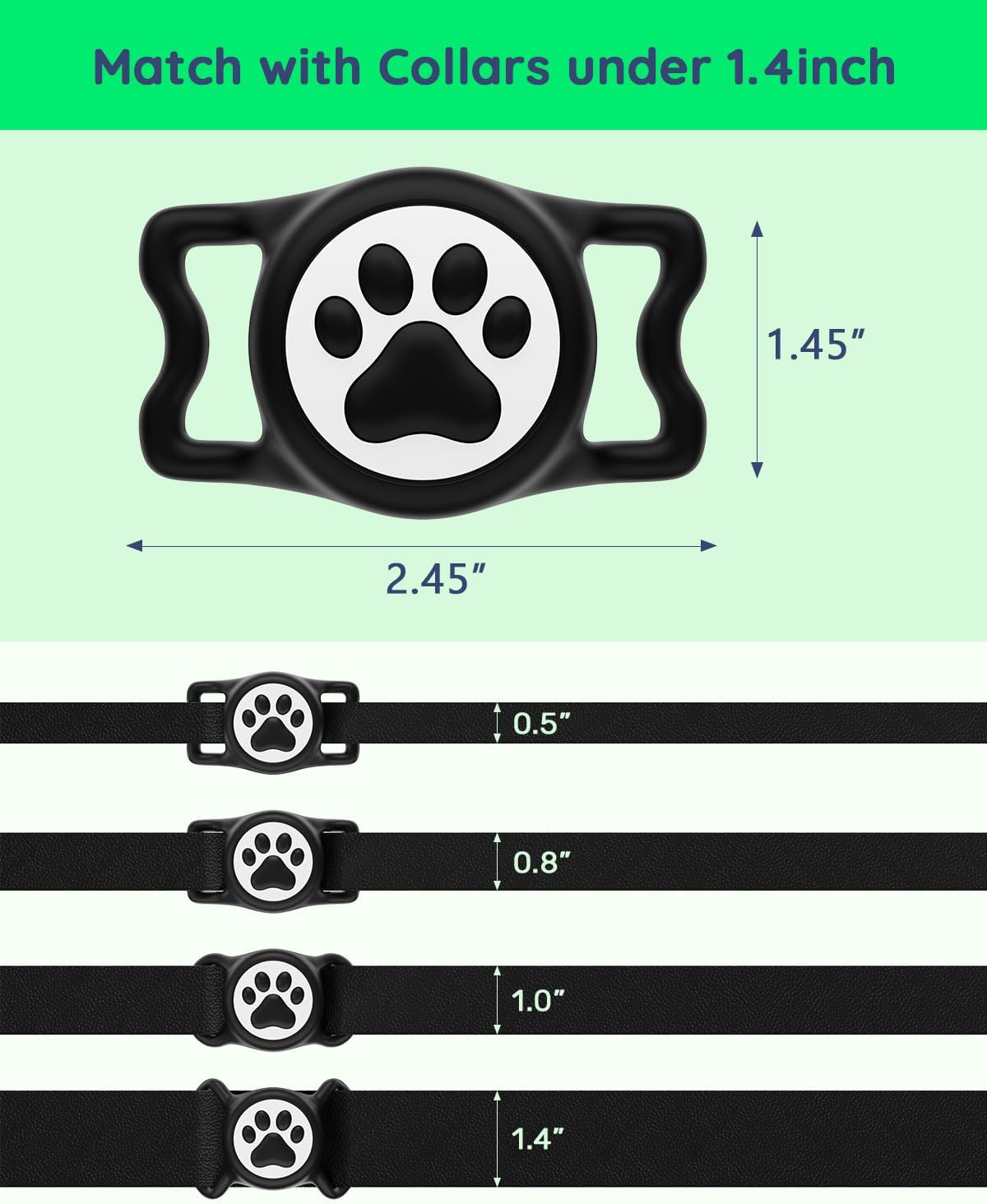 IP68 Waterproof Dog AirTag Holder for Dog Collar, Soft, Stretchy Silicone