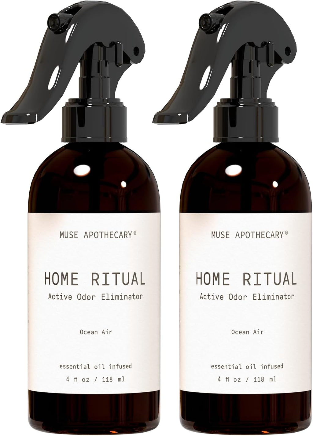 Muse Apothecary Home Ritual Active Odor Eliminator Spray - Furniture Deodorizer Spray & Bathroom Odor Eliminator for Home - Essential Oil Air Freshener - 4oz, Ocean Air