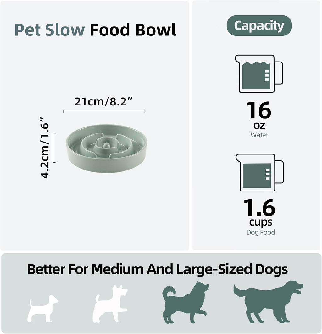 Havniva Ceramic Slow Feeder Dog Bowls, 8.3 in Slow Feeder for Medium Breed