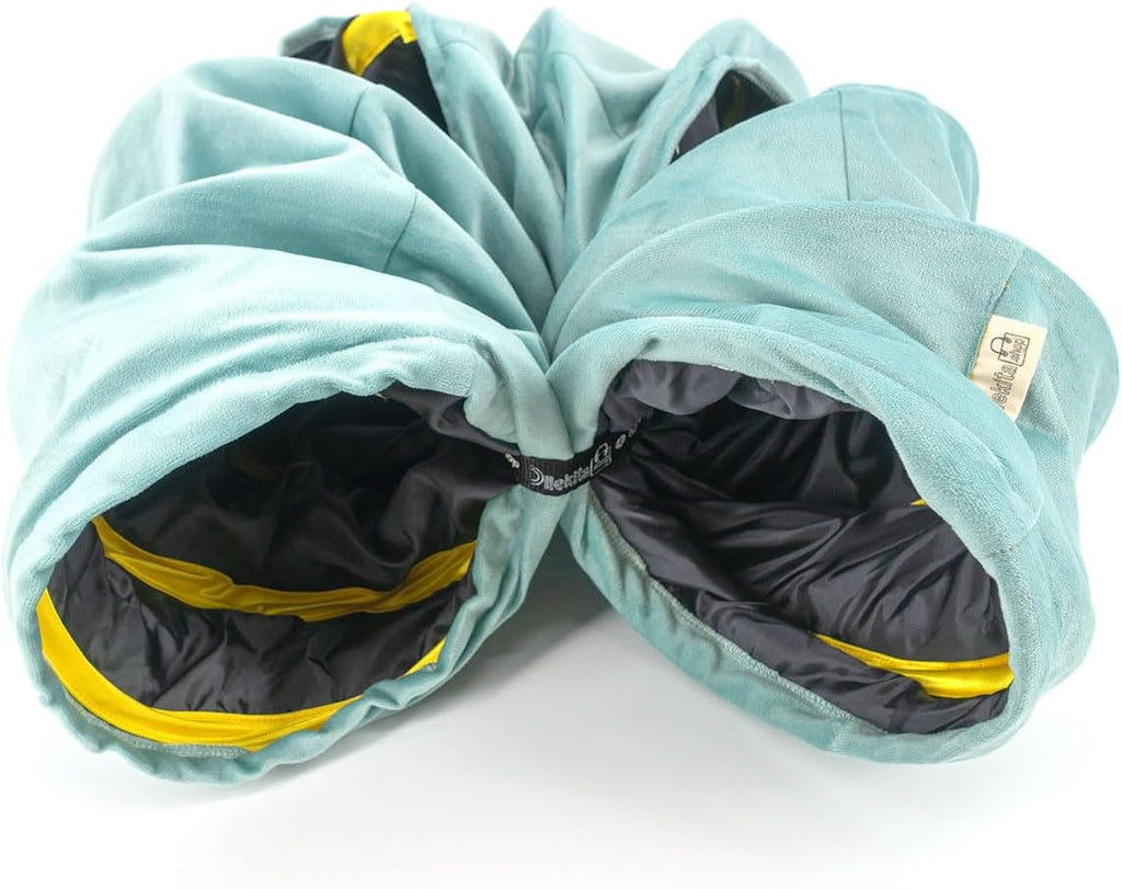 Velvet Fabric - Foldable/Collapsible - 140x25 cm (55.12x9.84 Inches) Cat Tunnel (Baby Blue)