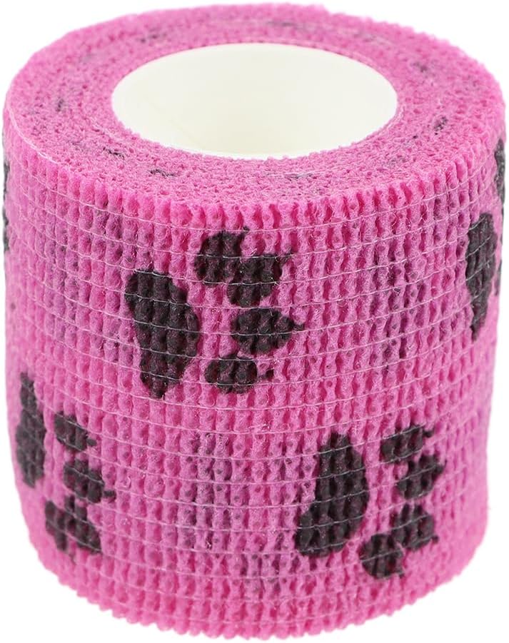 Self Adhesive Bandage Wrap Animal Cohesive Bandage Self Adherent Wrap First Aid Tape for Dogs Cats Horses Birds & Wrist Healing Ankle Sprain (2 Inch Pink Set 6 Rolls)