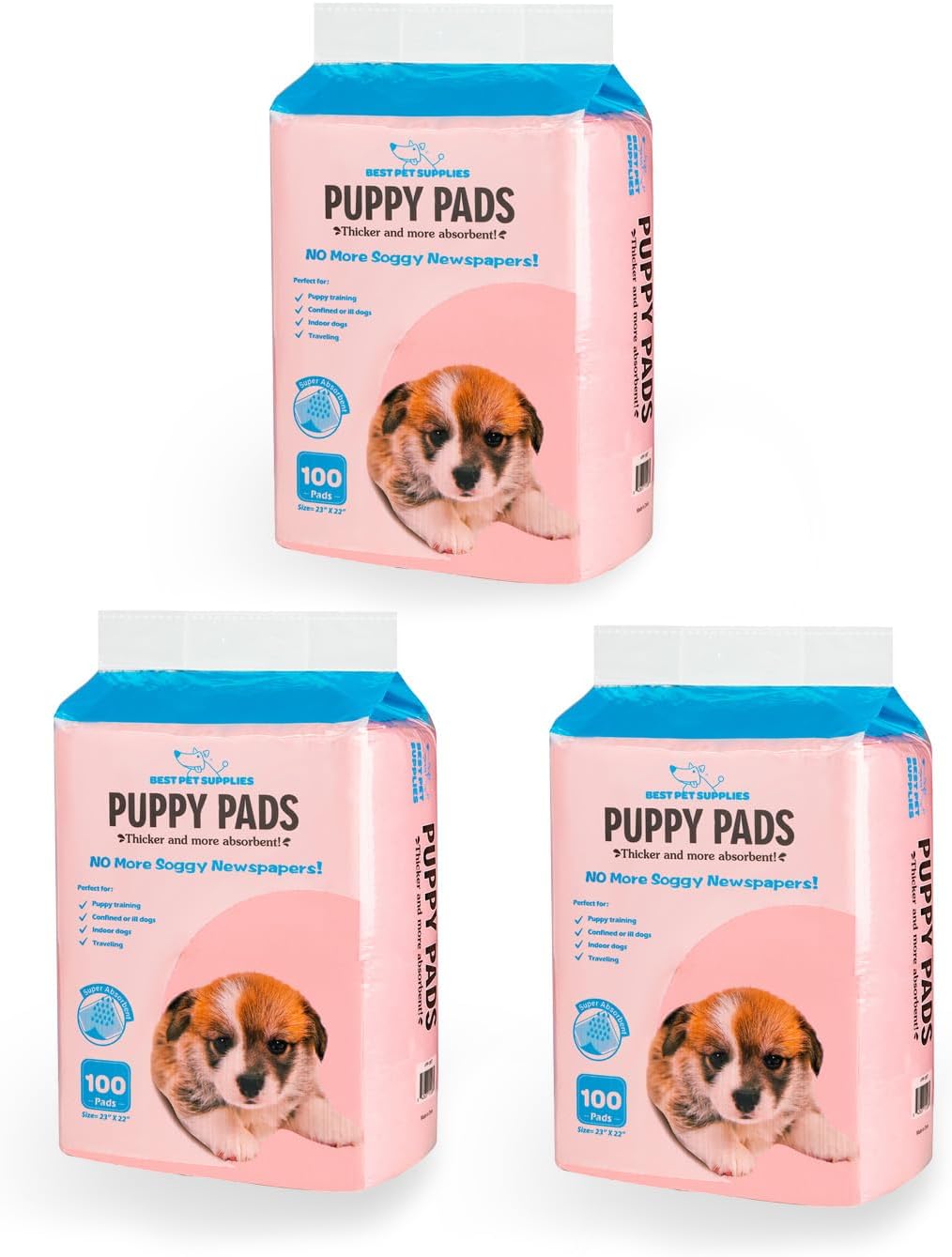 Best Pet Supplies Dog Training Puppy Pee Pads - Pink, 300 Count | 22.5x22" Potty Pads, Super Absorbent, Disposable, Leakproof, Keeps Floors Protected & Paws Dry, For Indoor Dogs, Odor Control