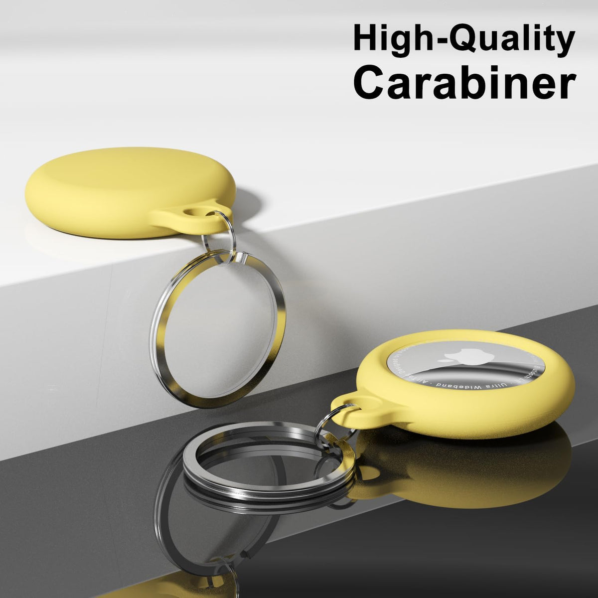 oakxco for Airtag Keychain Silicone, Airtag Holder with Key Ring, Air Tag Cover Cute Accessories for Kids, Luggage, Car Dog Collar, Car, Compatible with Apple Airtag Case Waterproof Tracker, Yellow
