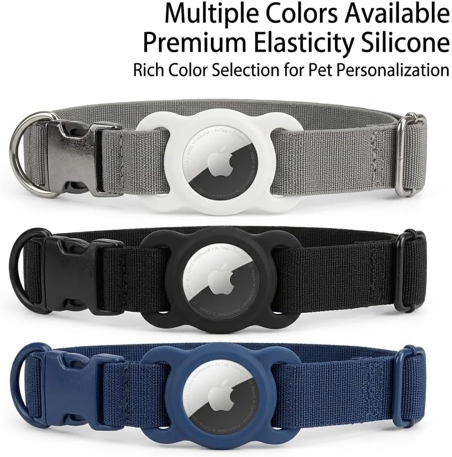 for AirTag Dog Collar Holder Soft Air Tag Holder (Black&White)