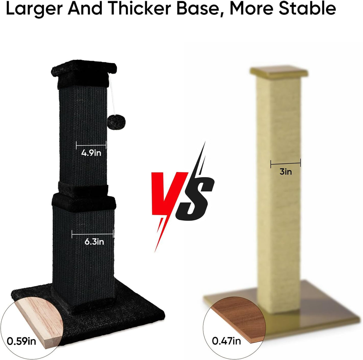 Cat Scratching Post for Indoor Cats, 32Inch Sisal Cat Scratcher